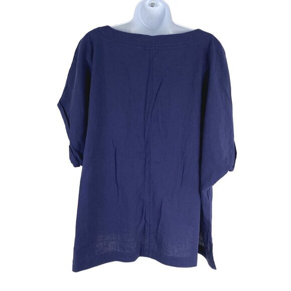 Fat Face Sadie Linen Blend‎ Popover Top Women's Size 14 Navy Blue NWT TP-2207 - Picture 6 of 13